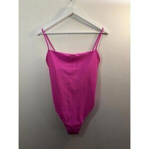 Shade & Shore Pink Square Neck One Piece Swimsuit Size Medium (8-10)